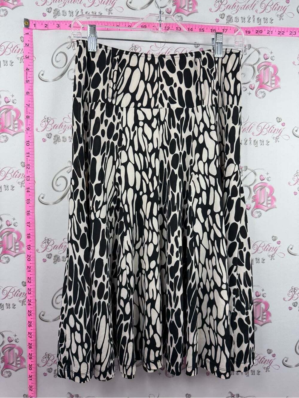 Lapis skirt dotted swirl style Black and Cream Abstract Print Skirt